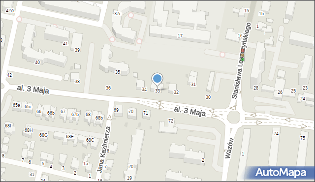 Słupsk, Aleja 3 Maja, 33, mapa Słupska