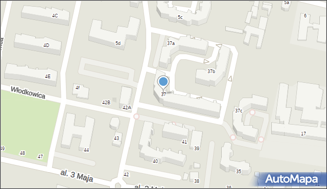 Słupsk, Aleja 3 Maja, 37, mapa Słupska