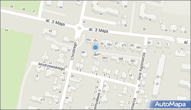 Słupsk, Aleja 3 Maja, 68H, mapa Słupska