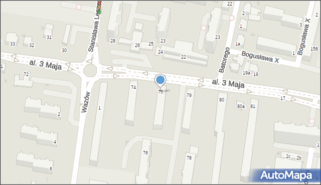 Słupsk, Aleja 3 Maja, 75, mapa Słupska