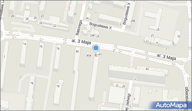 Słupsk, Aleja 3 Maja, 81, mapa Słupska