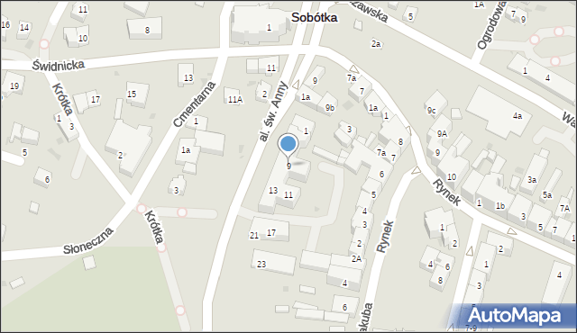 Sobótka, Aleja św. Anny, 9, mapa Sobótka
