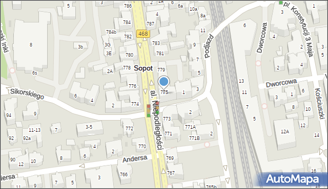 Sopot, Aleja Niepodległości, 775, mapa Sopotu