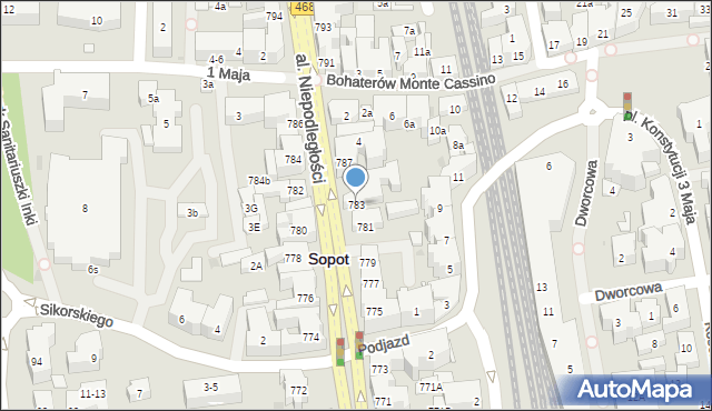 Sopot, Aleja Niepodległości, 783, mapa Sopotu