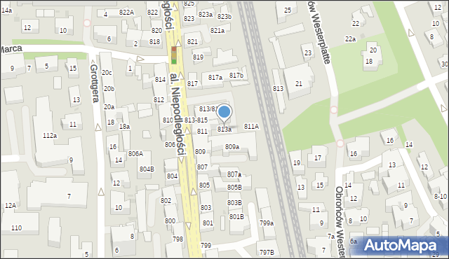 Sopot, Aleja Niepodległości, 813a, mapa Sopotu