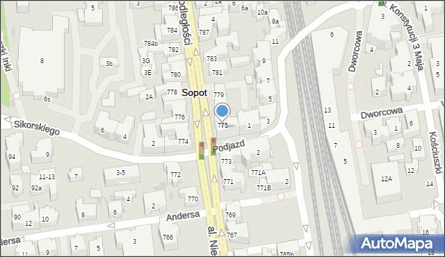 Sopot, Aleja Niepodległości, 775, mapa Sopotu