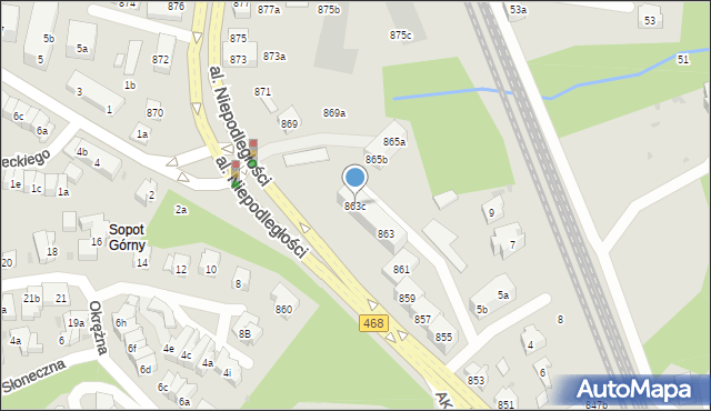 Sopot, Aleja Niepodległości, 863c, mapa Sopotu