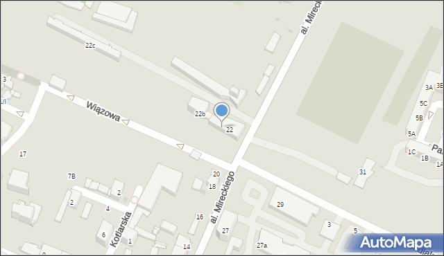 Sosnowiec, Aleja Mireckiego Józefa, 22a, mapa Sosnowca