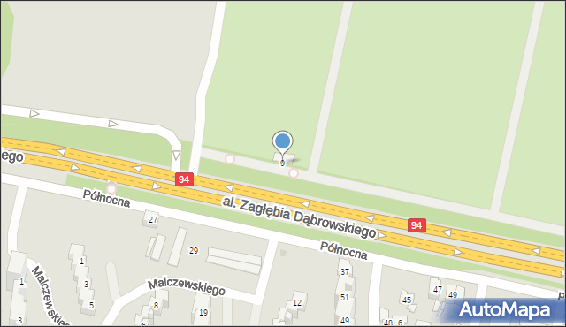 Sosnowiec, Aleja Zagłębia Dąbrowskiego, 9, mapa Sosnowca