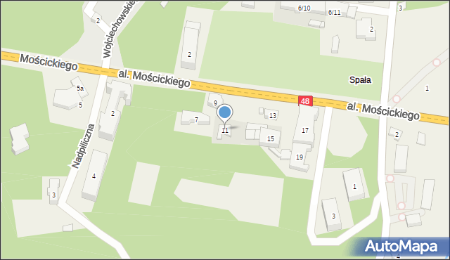 Spała, Aleja Mościckiego Ignacego, prezydenta, 11, mapa Spała