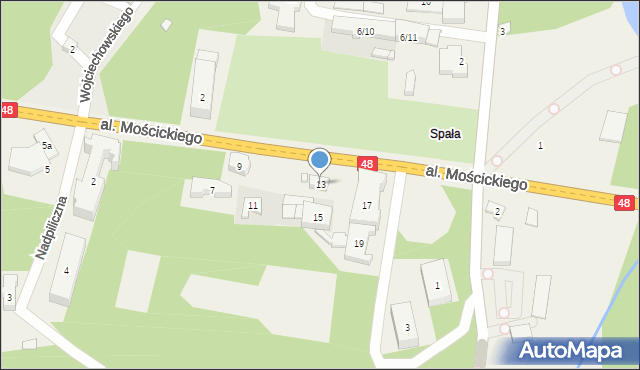 Spała, Aleja Mościckiego Ignacego, prezydenta, 13, mapa Spała