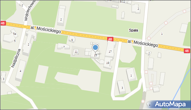 Spała, Aleja Mościckiego Ignacego, prezydenta, 15, mapa Spała