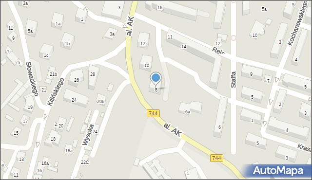 Starachowice, Aleja Armii Krajowej, 8, mapa Starachowic