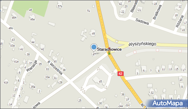 Starachowice, Aleja Niepodległości, 47, mapa Starachowic