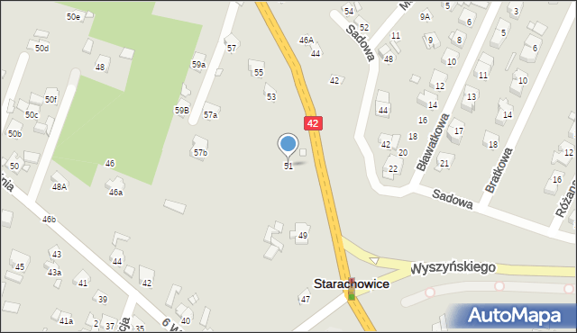 Starachowice, Aleja Niepodległości, 51, mapa Starachowic