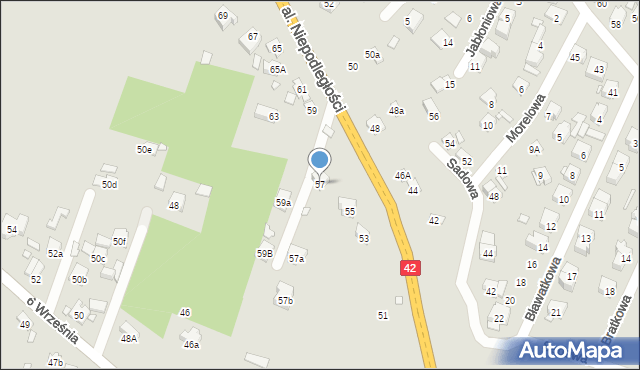 Starachowice, Aleja Niepodległości, 57, mapa Starachowic