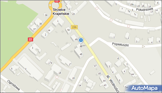Strzelce Krajeńskie, Aleja Wolności, 48, mapa Strzelce Krajeńskie