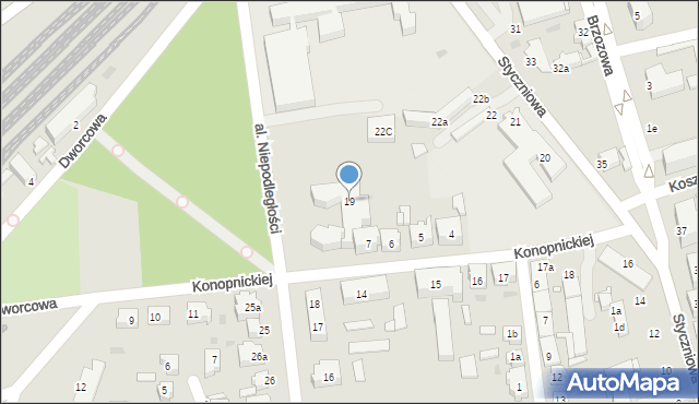Sulechów, Aleja Niepodległości, 19, mapa Sulechów