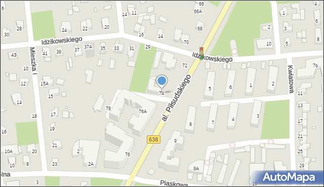 Sulejówek, Aleja Piłsudskiego Józefa, marsz., 74, mapa Sulejówek