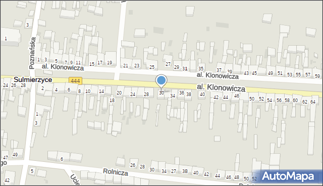 Sulmierzyce, Aleja Klonowicza, 30, mapa Sulmierzyce