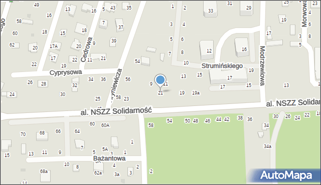 Świdnik, Aleja NSZZ Solidarność, 21, mapa Świdnika