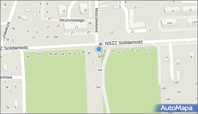 Świdnik, Aleja NSZZ Solidarność, 34, mapa Świdnika