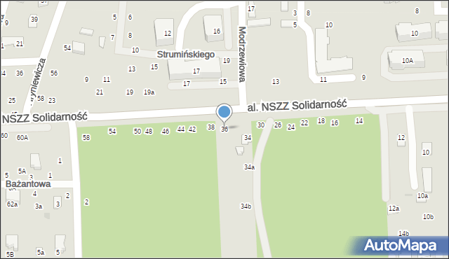 Świdnik, Aleja NSZZ Solidarność, 36, mapa Świdnika