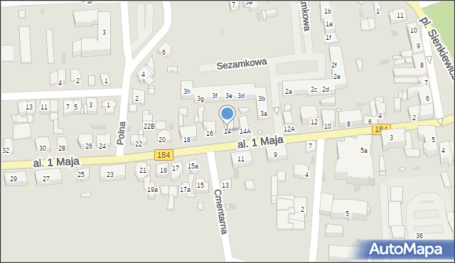 Szamotuły, Aleja 1 Maja, 14, mapa Szamotuły