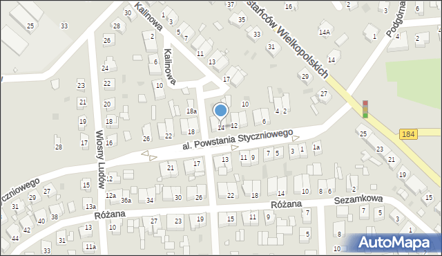 Szamotuły, Aleja Powstania Styczniowego, 14, mapa Szamotuły