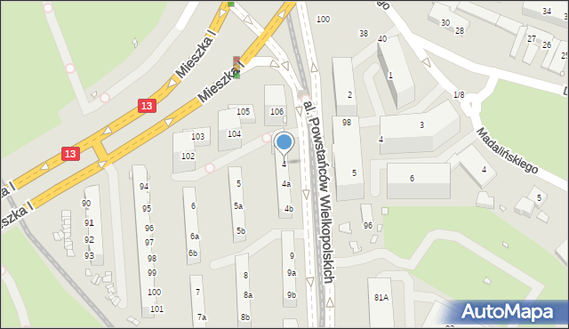 Szczecin, Aleja Powstańców Wielkopolskich, 4, mapa Szczecina