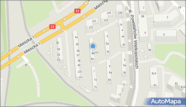 Szczecin, Aleja Powstańców Wielkopolskich, 6a, mapa Szczecina