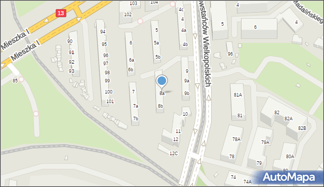 Szczecin, Aleja Powstańców Wielkopolskich, 8a, mapa Szczecina