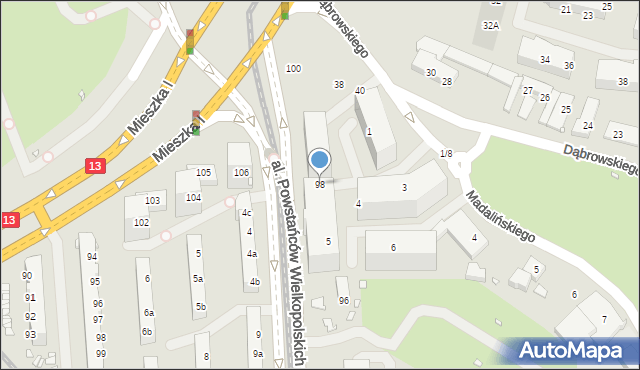 Szczecin, Aleja Powstańców Wielkopolskich, 98, mapa Szczecina
