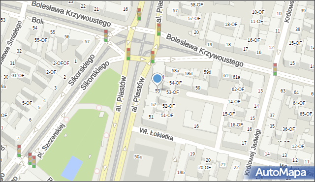 Szczecin, Aleja Piastów, 53, mapa Szczecina