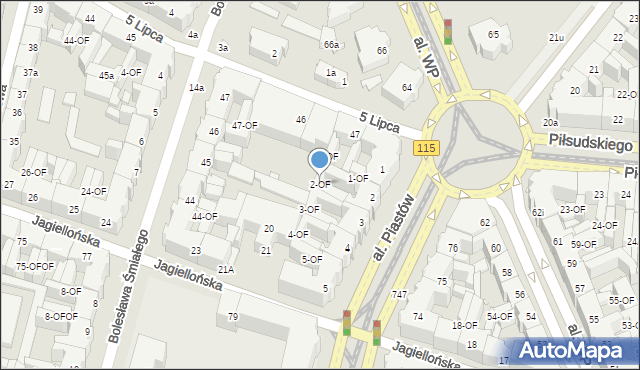 Szczecin, Aleja Piastów, 2-OF, mapa Szczecina