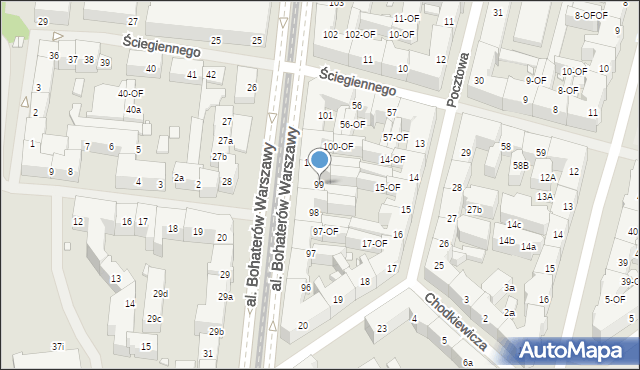 Szczecin, Aleja Bohaterów Warszawy, 99, mapa Szczecina