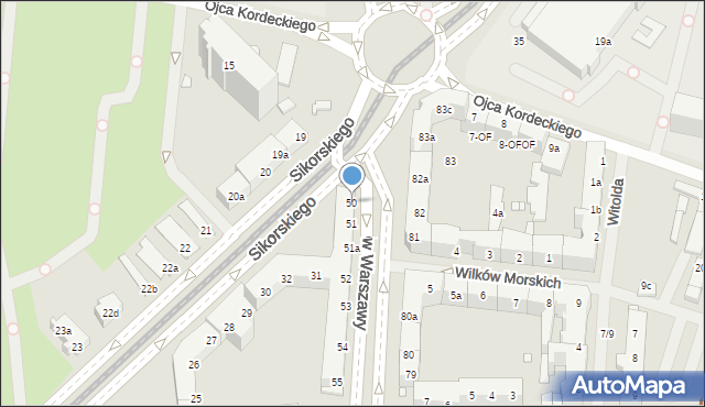 Szczecin, Aleja Bohaterów Warszawy, 50, mapa Szczecina