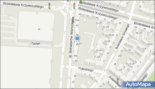 Szczecin, Aleja Bohaterów Warszawy, 91a, mapa Szczecina