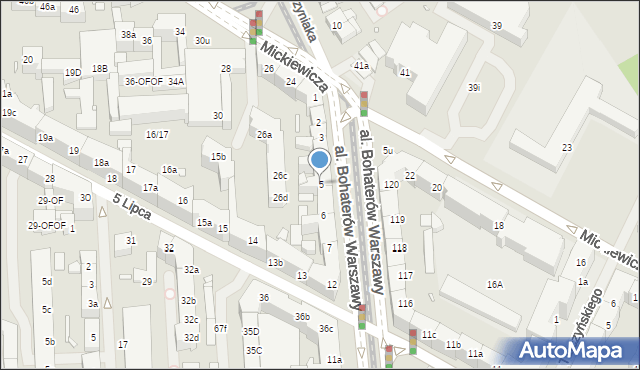 Szczecin, Aleja Bohaterów Warszawy, 5, mapa Szczecina