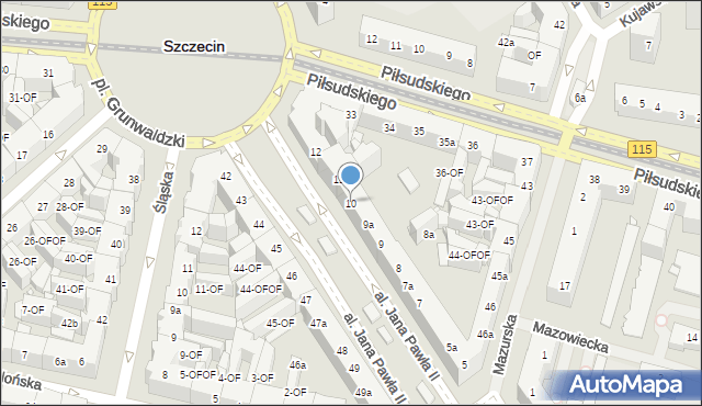 Szczecin, Aleja Papieża Jana Pawła II, 10, mapa Szczecina