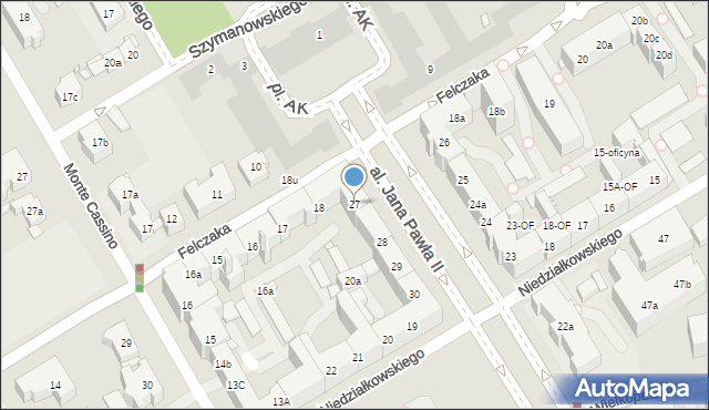 Szczecin, Aleja Papieża Jana Pawła II, 27, mapa Szczecina