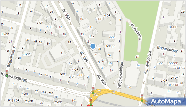 Szczecin, Aleja Wojska Polskiego, 7a, mapa Szczecina