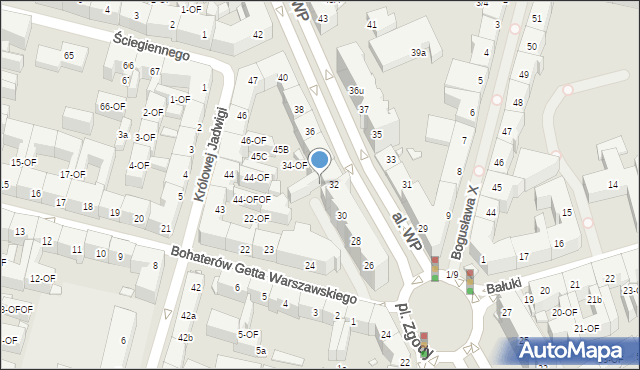 Szczecin, Aleja Wojska Polskiego, 32A, mapa Szczecina