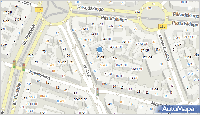 Szczecin, Aleja Wojska Polskiego, 55-OF, mapa Szczecina