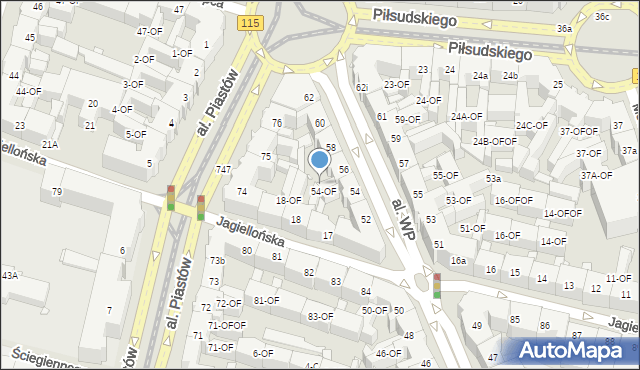 Szczecin, Aleja Wojska Polskiego, 56-OF, mapa Szczecina