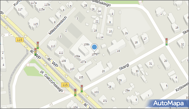 Szczecin, Aleja Wojska Polskiego, 107b, mapa Szczecina