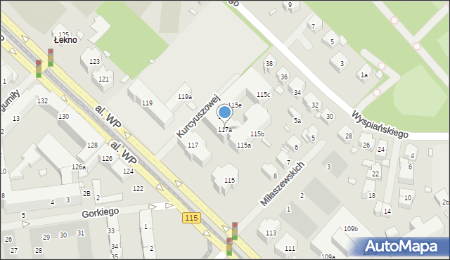 Szczecin, Aleja Wojska Polskiego, 117a, mapa Szczecina