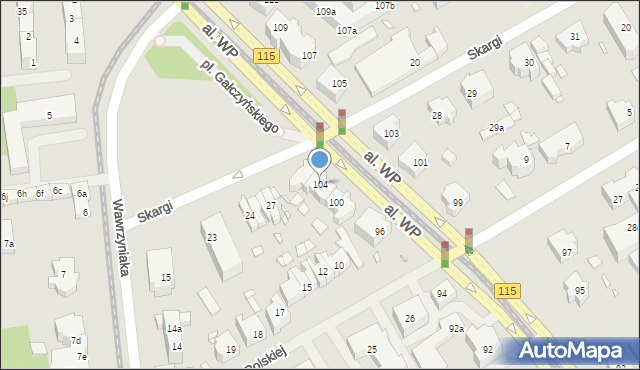 Szczecin, Aleja Wojska Polskiego, 104, mapa Szczecina