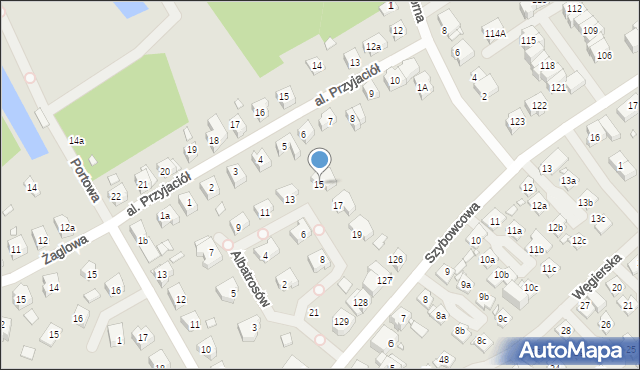 Szczecin, Albatrosów, 15, mapa Szczecina