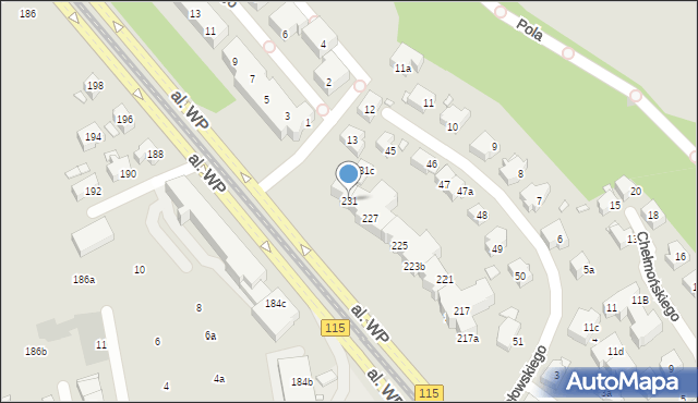 Szczecin, Aleja Wojska Polskiego, 231, mapa Szczecina